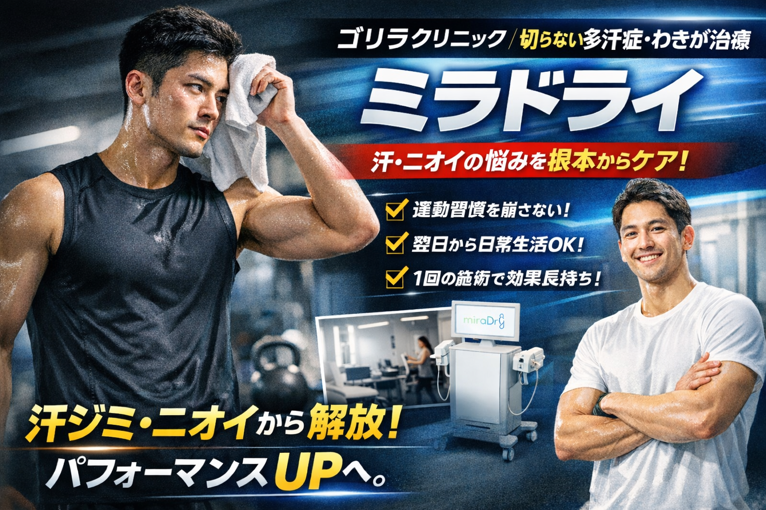 【ゴリラクリニック】切らない多汗症・わきが治療《ミラドライ》