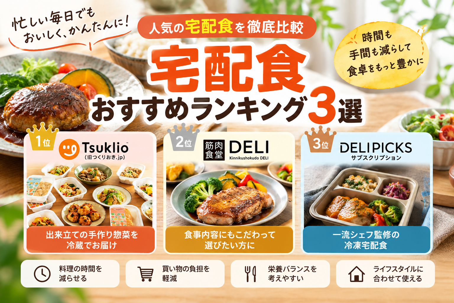 宅配食おすすめ3選|忙しい毎日の食事をサポートする宅配サービスを比較